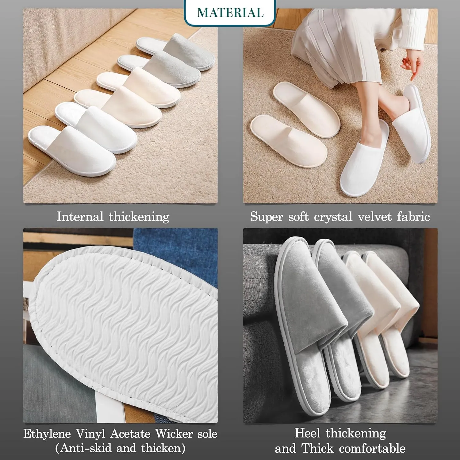 6-10 Pairs Spa Slippers, Non Slip Disposable Slippers For Guest, Washable Reusable, Which Can Be Used As Women Men, House, Indoor, Bathroom, Bedroom, Hotel, Bride Slippers