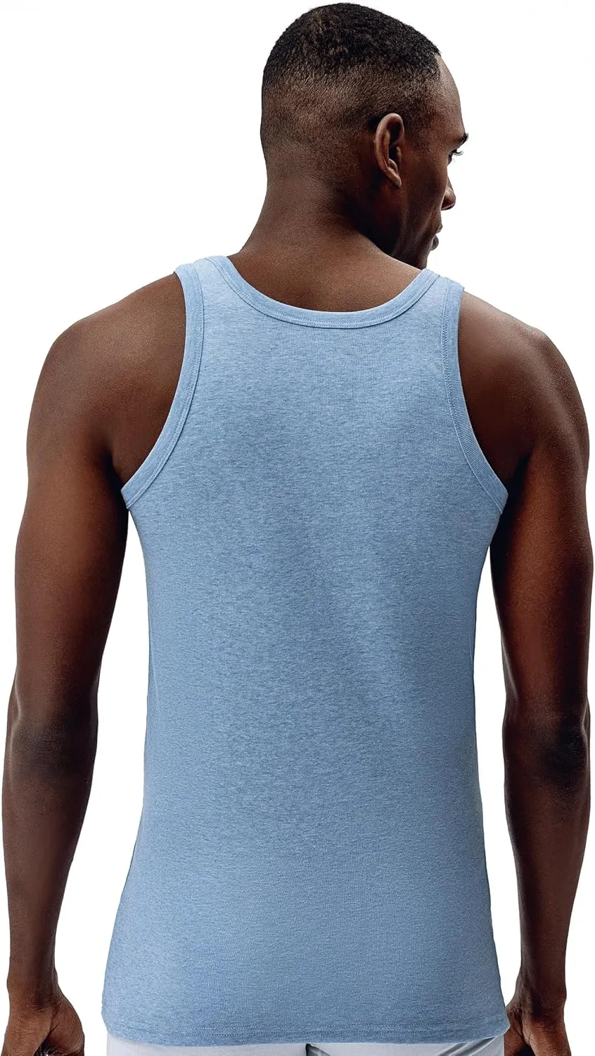 Brix Men's Tank Top Undershirts - 100% Cotton Multipack Tagless Shirts.