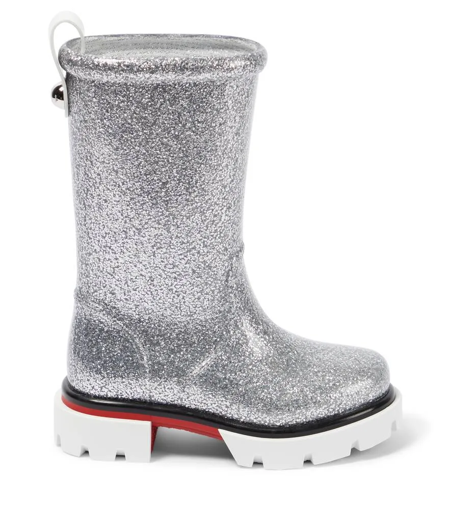 Christian Louboutin Toy Pluie PVC Rubber Boots, Silver