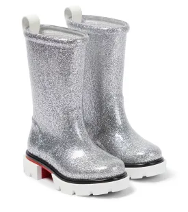 Christian Louboutin Toy Pluie PVC Rubber Boots, Silver