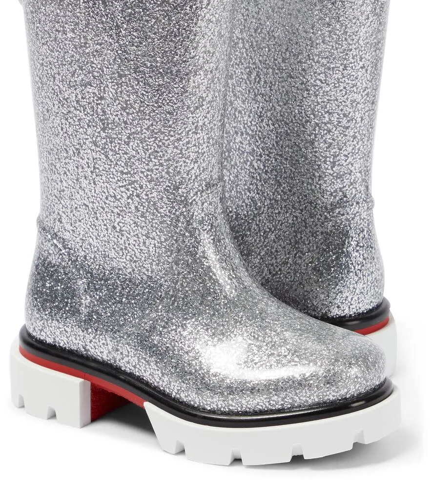 Christian Louboutin Toy Pluie PVC Rubber Boots, Silver