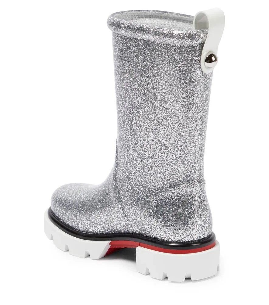 Christian Louboutin Toy Pluie PVC Rubber Boots, Silver