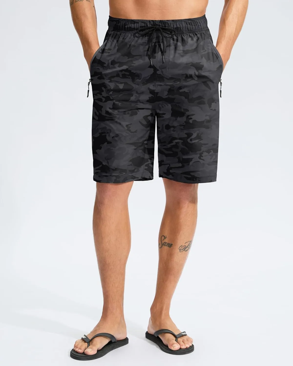G Gradual Men's Swim Trunks 9" Quick Dry Swimming Board Shorts with Zipper Pockets Swimwear Bathing Suit for Men No Liner