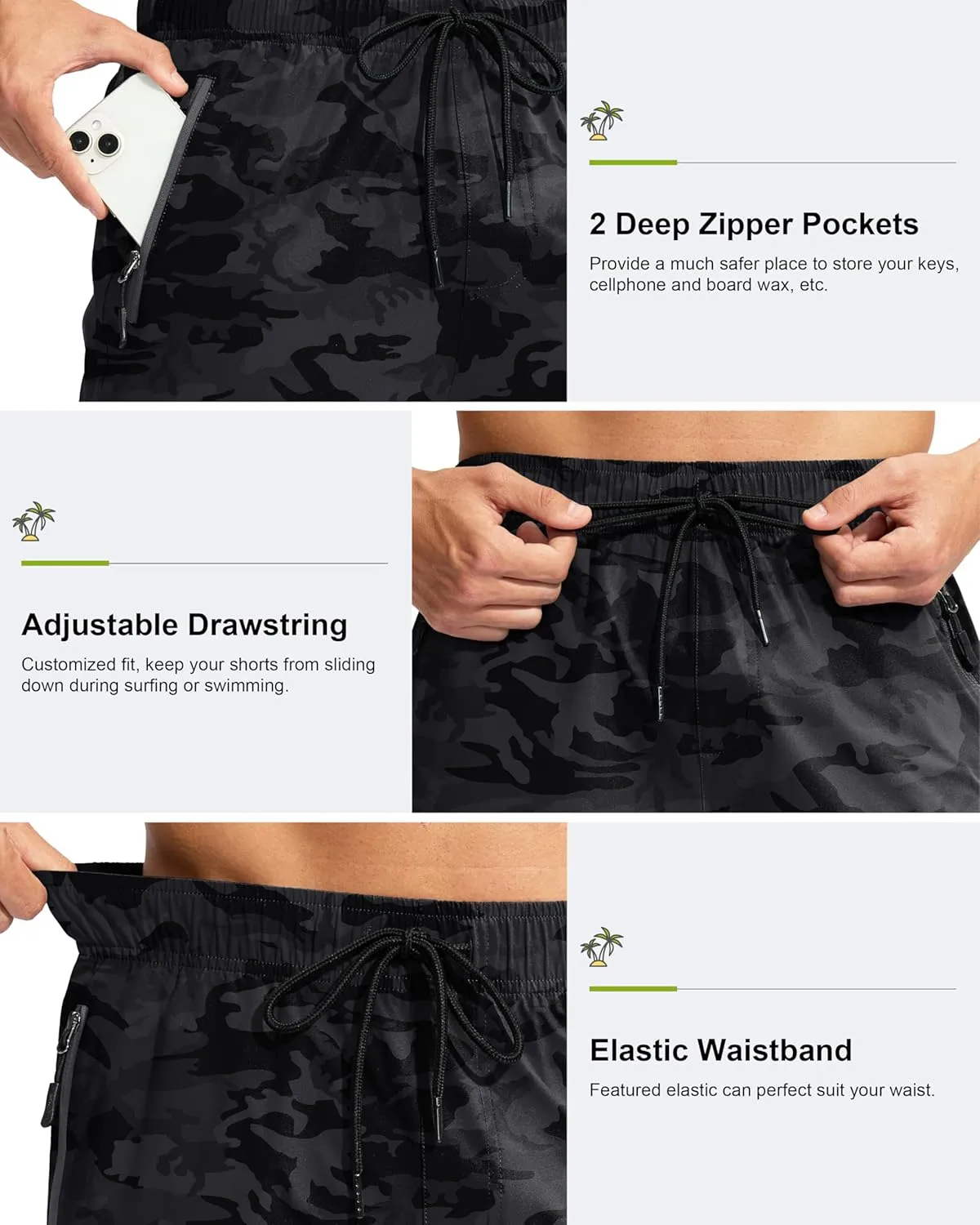 G Gradual Men's Swim Trunks 9" Quick Dry Swimming Board Shorts with Zipper Pockets Swimwear Bathing Suit for Men No Liner