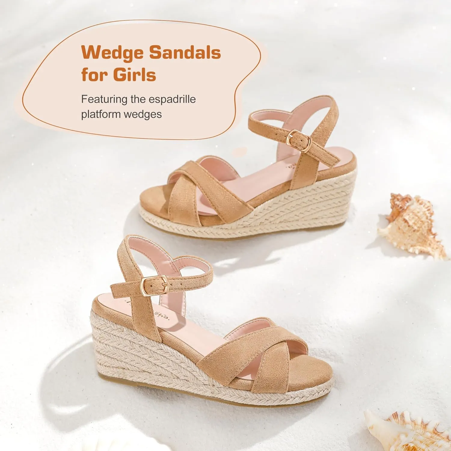 Girls Wedge Sandals Espadrilles Flatform Open Toe Dressy Girls Heels Summer Shoes Little Big Kid