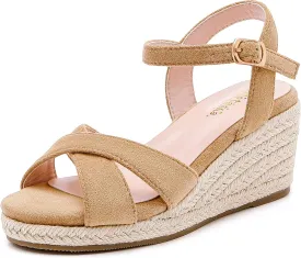 Girls Wedge Sandals Espadrilles Flatform Open Toe Dressy Girls Heels Summer Shoes Little Big Kid