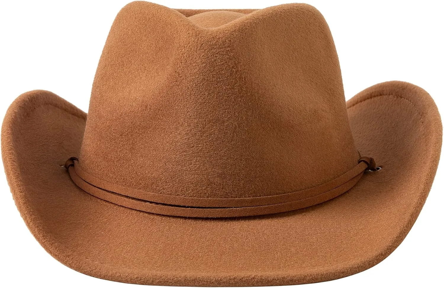 Jastore Kids Girls Boys Wide Brim Western Cowboy Cowgirl Hat with Wind Lanyard Felt Fedora Hat