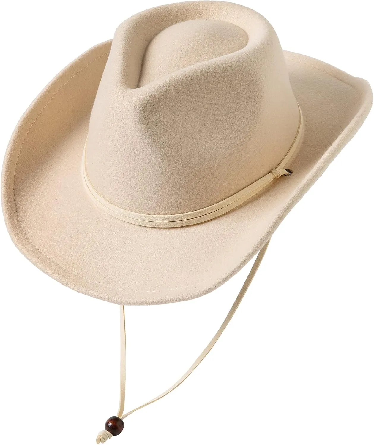 Jastore Kids Girls Boys Wide Brim Western Cowboy Cowgirl Hat with Wind Lanyard Felt Fedora Hat
