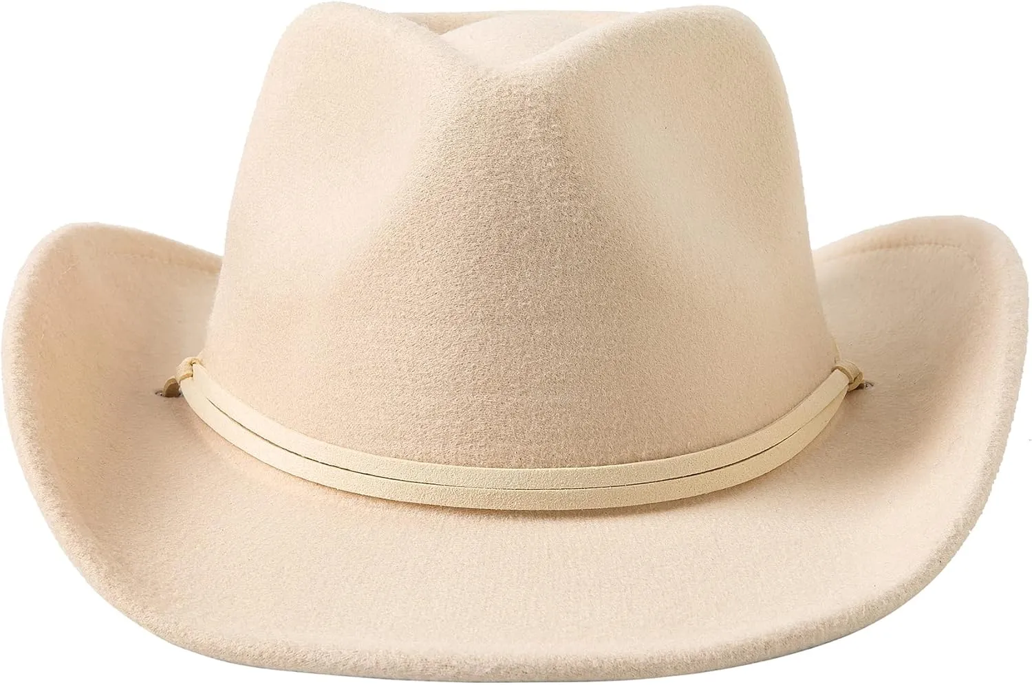 Jastore Kids Girls Boys Wide Brim Western Cowboy Cowgirl Hat with Wind Lanyard Felt Fedora Hat