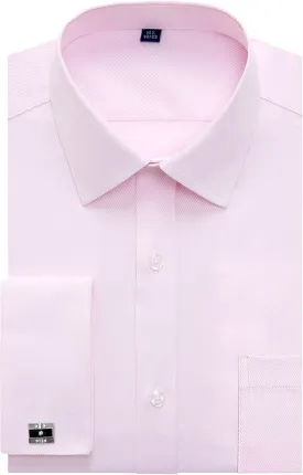 J.VER Men's French Cuff Dress Shirts Regular Fit Long Sleeve Spread Collar Metal Cufflink