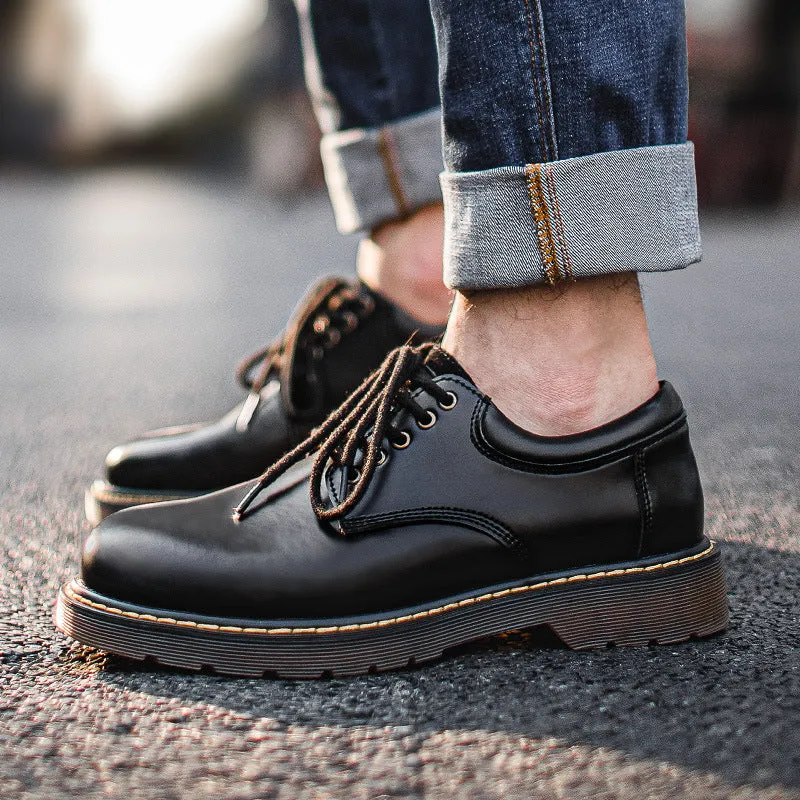 Men Minimalist Leather Flat Casual Work Shoes
