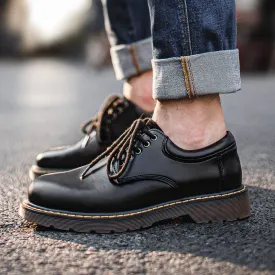 Men Minimalist Leather Flat Casual Work Shoes