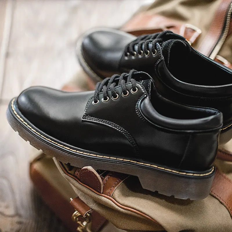 Men Minimalist Leather Flat Casual Work Shoes