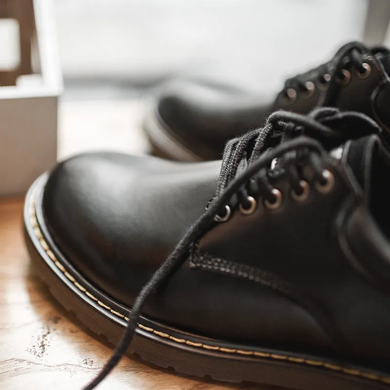 Men Minimalist Leather Flat Casual Work Shoes