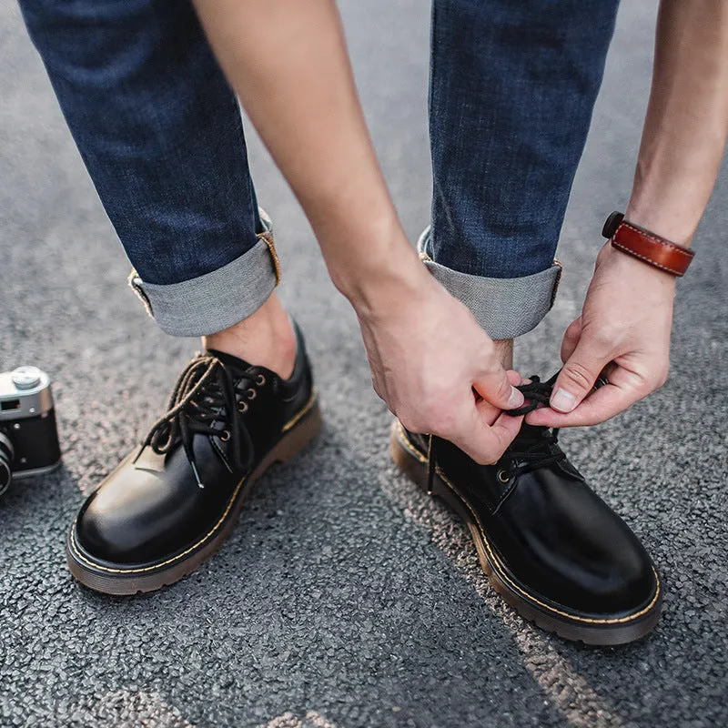Men Minimalist Leather Flat Casual Work Shoes