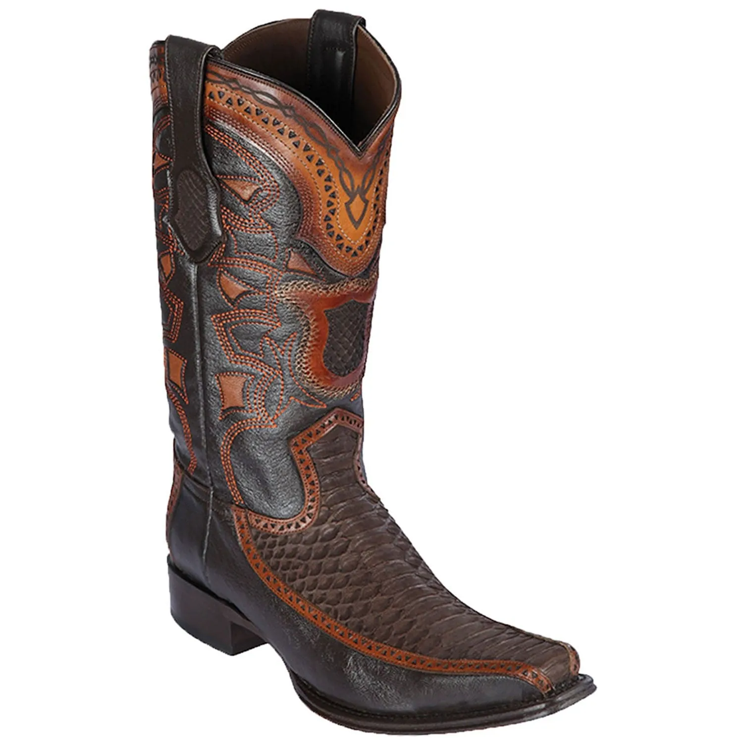 Men's Los Altos Python and Deer European Square Toe Boots 76FN57