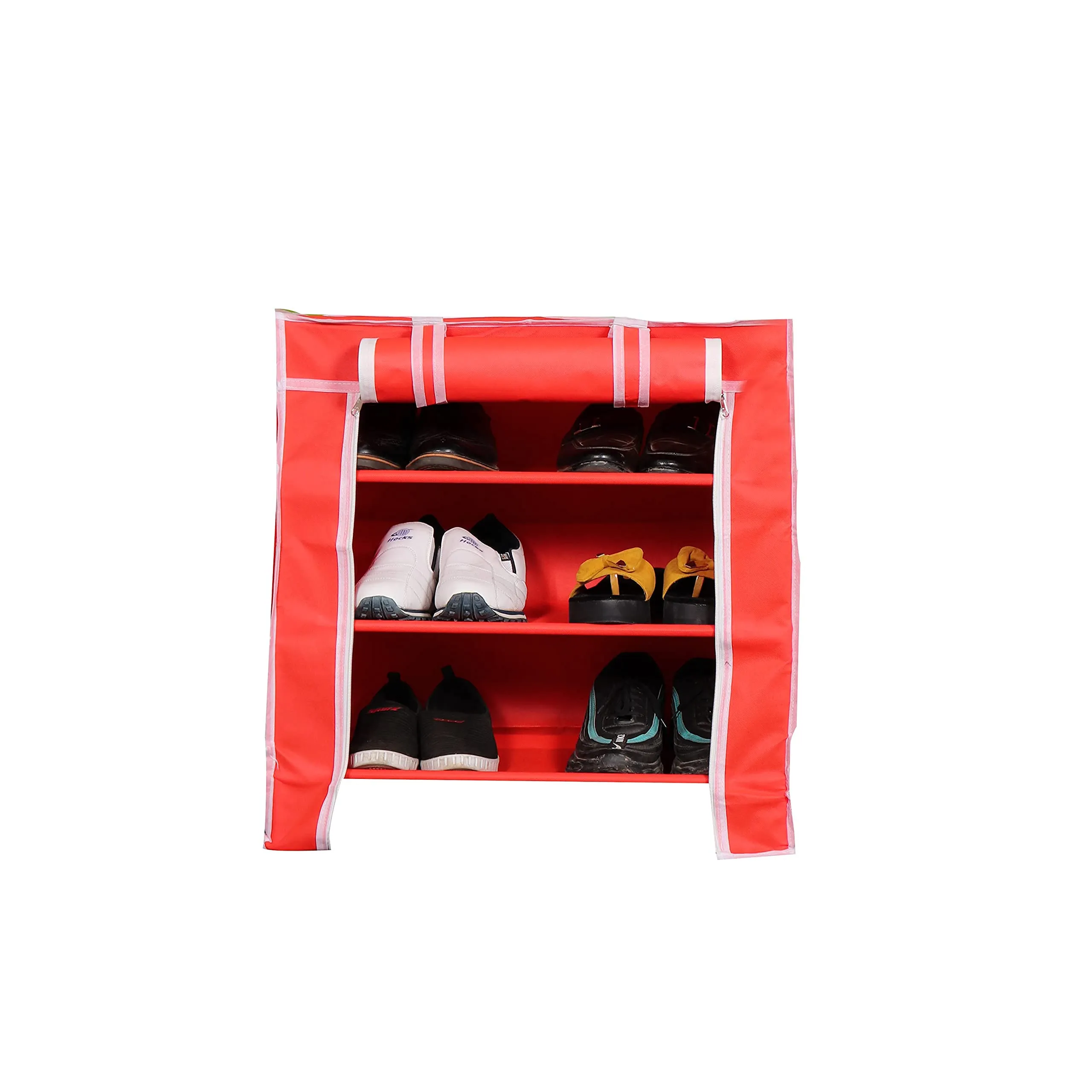 PARASNATH Mild Steel Red Colour 3-4 Layer Utility Shoe Rack Shoe Rack/Shelve Shoe Stand - Made in India (New Launch) (Plastic, Metal, Steel)