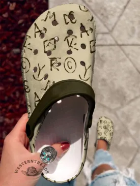 Simple Cattle Brand Pattern Print Casual Slippers