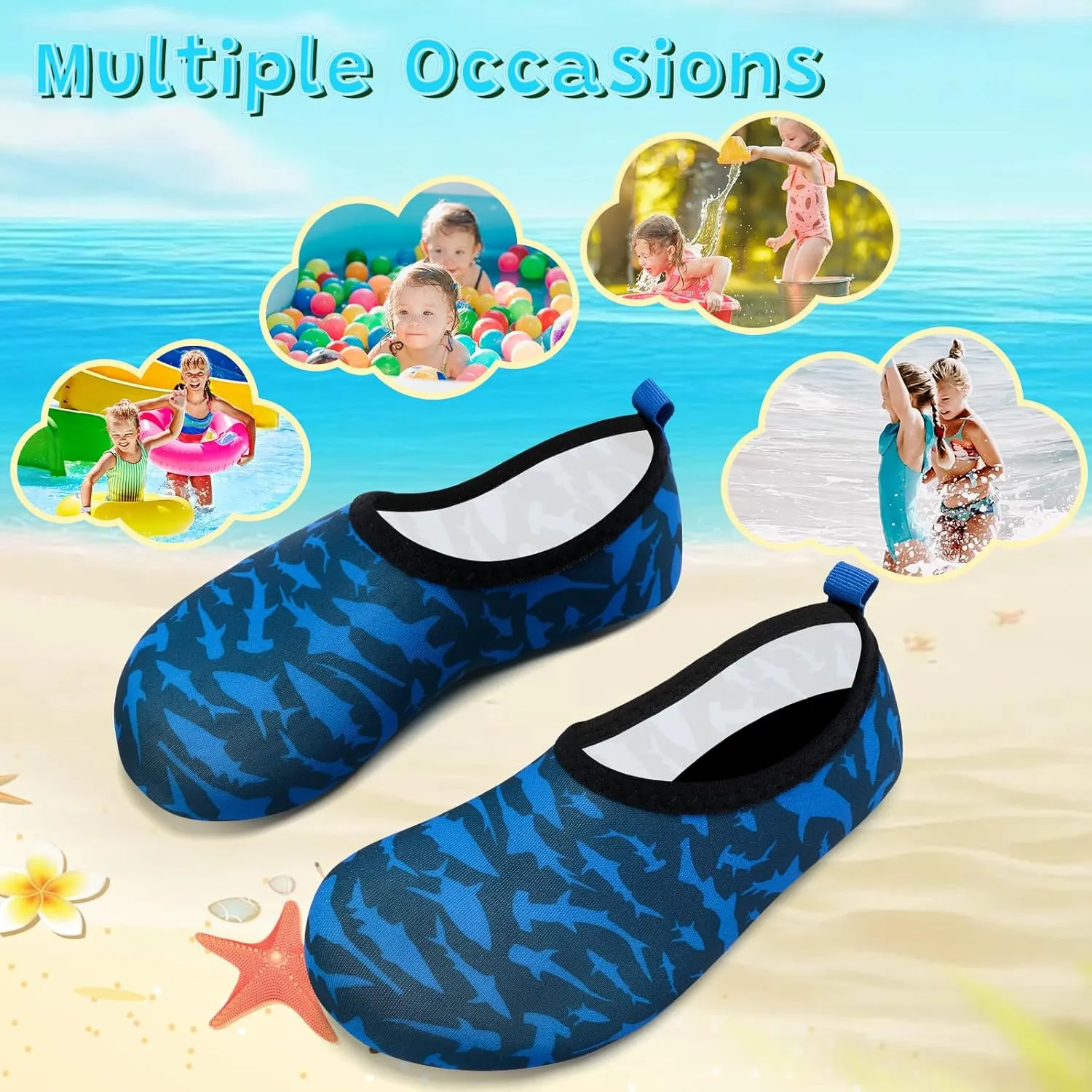 VIFUUR Kids Water Shoes Girls Boys Quick Dry Aqua Socks for Beach Swim Outdoor Sports