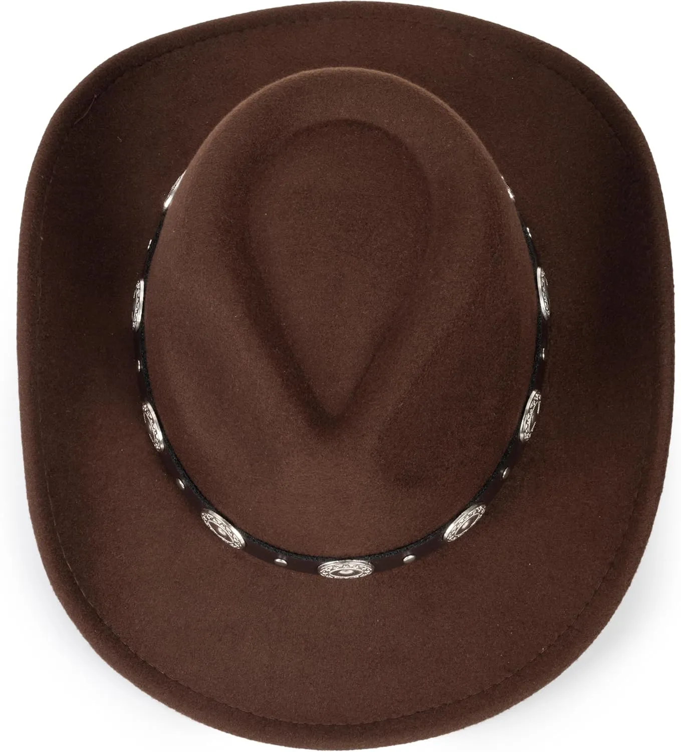 Womens Western Cowboy Hats Studded Pinched Western Cowgirl Hats Wide Brim Fedoras Hat with Belt Buckle (Size:Medium)